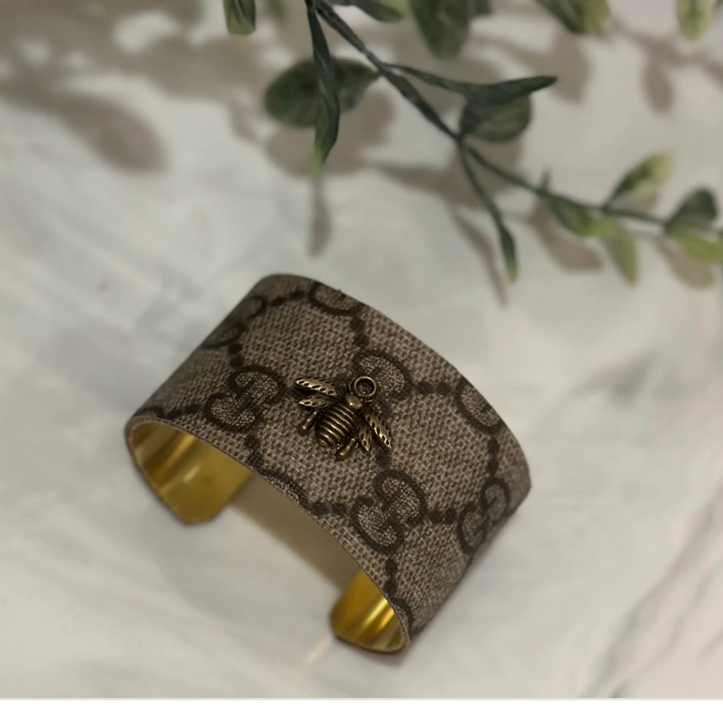 Upcylced GG bee cuff bracelet