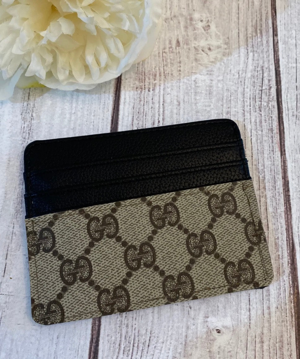 Upcycled Gucci or LV card holder