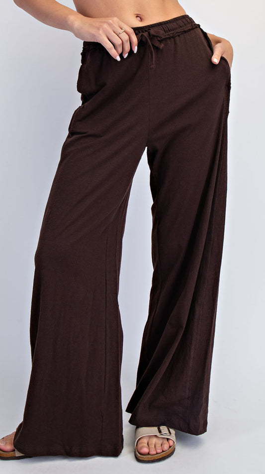 Cotton slub lounge wide pant
