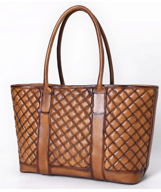 American Darling tote bag quilted leather tan