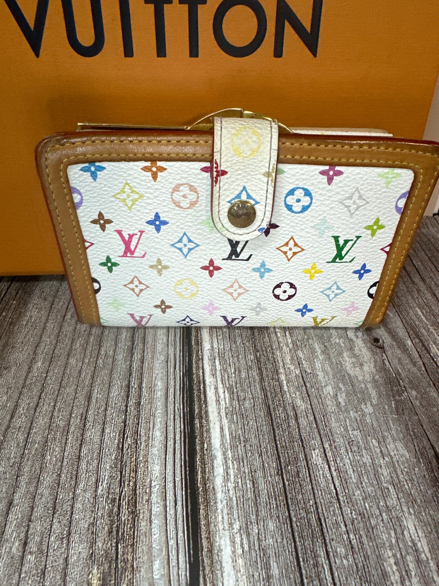 Pre loved LV Multi color wallet kiss lock #42