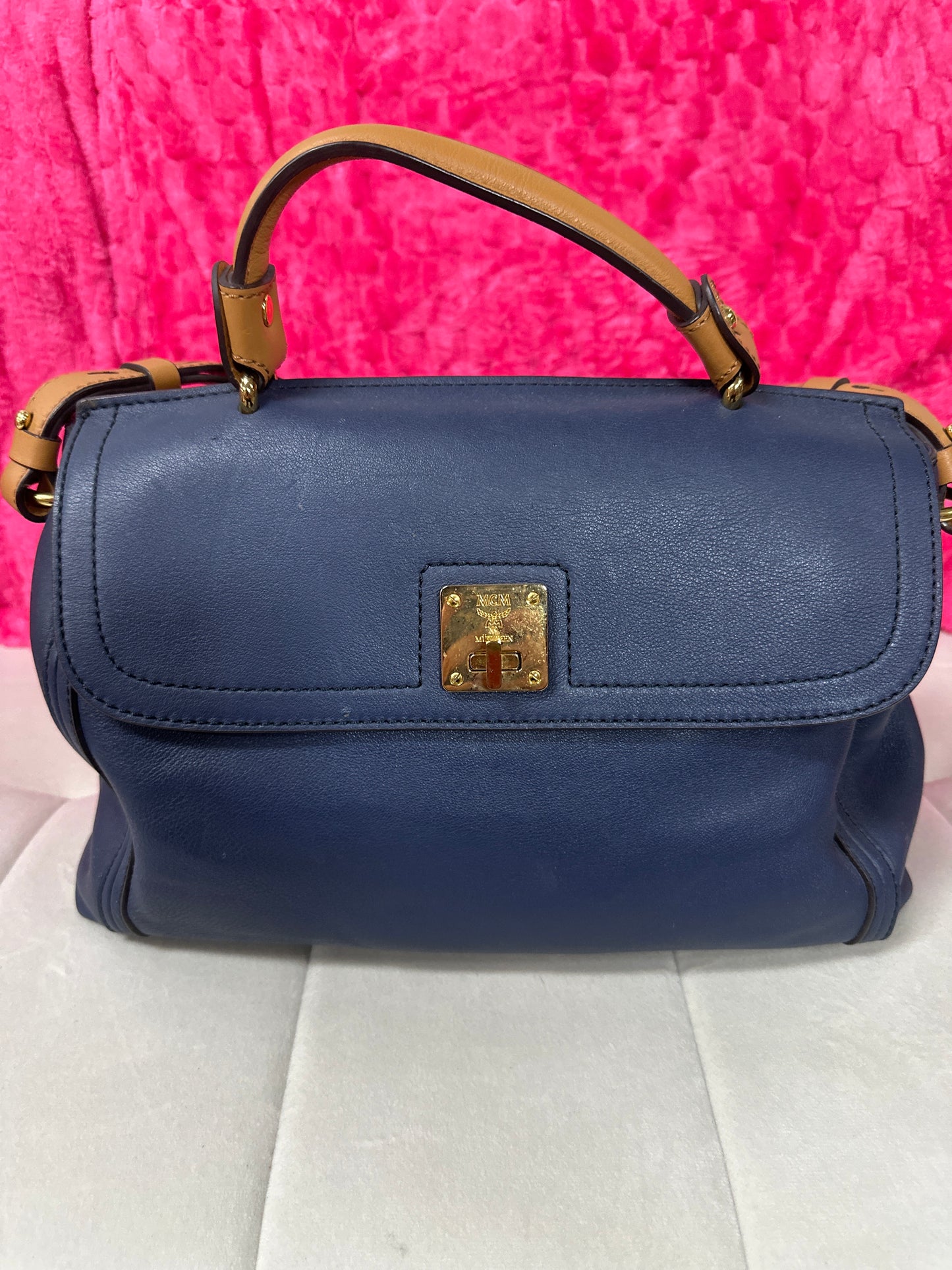 MCM Blue w top handle #117
