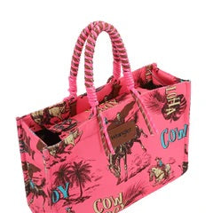 wrangler cowboy print canvas wide tote hot pink