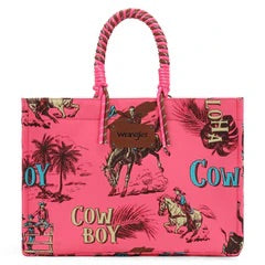 wrangler cowboy print canvas wide tote hot pink