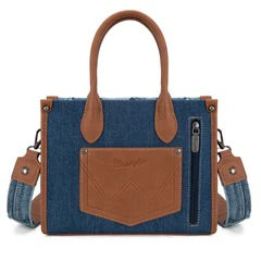 Wrangler woven denim concealed carry tote/crossbody jean