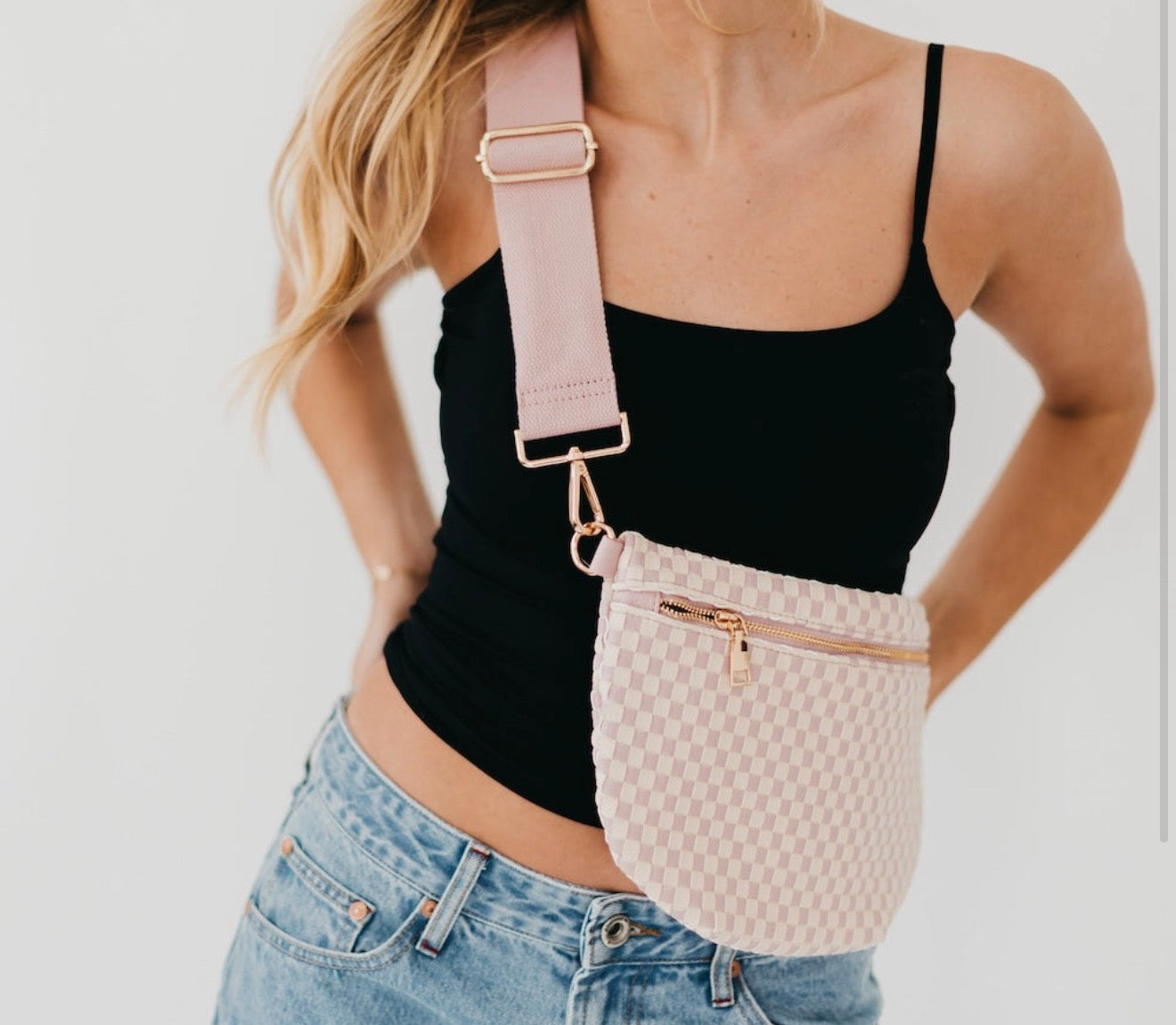 Woven vegan leather bum bag