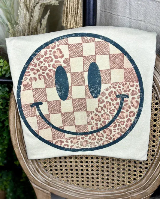 Checkered & Leopard Smiley (Gildan Tee)