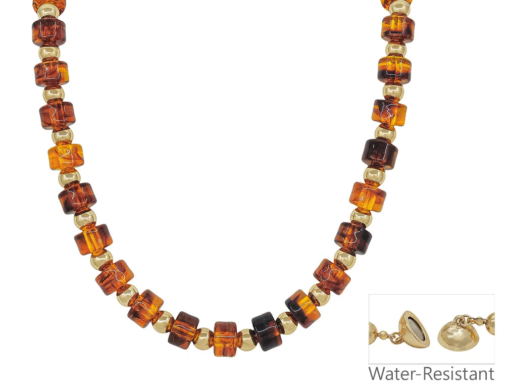 Water Resistant Chunky Tortoise oval beaded 18 inch