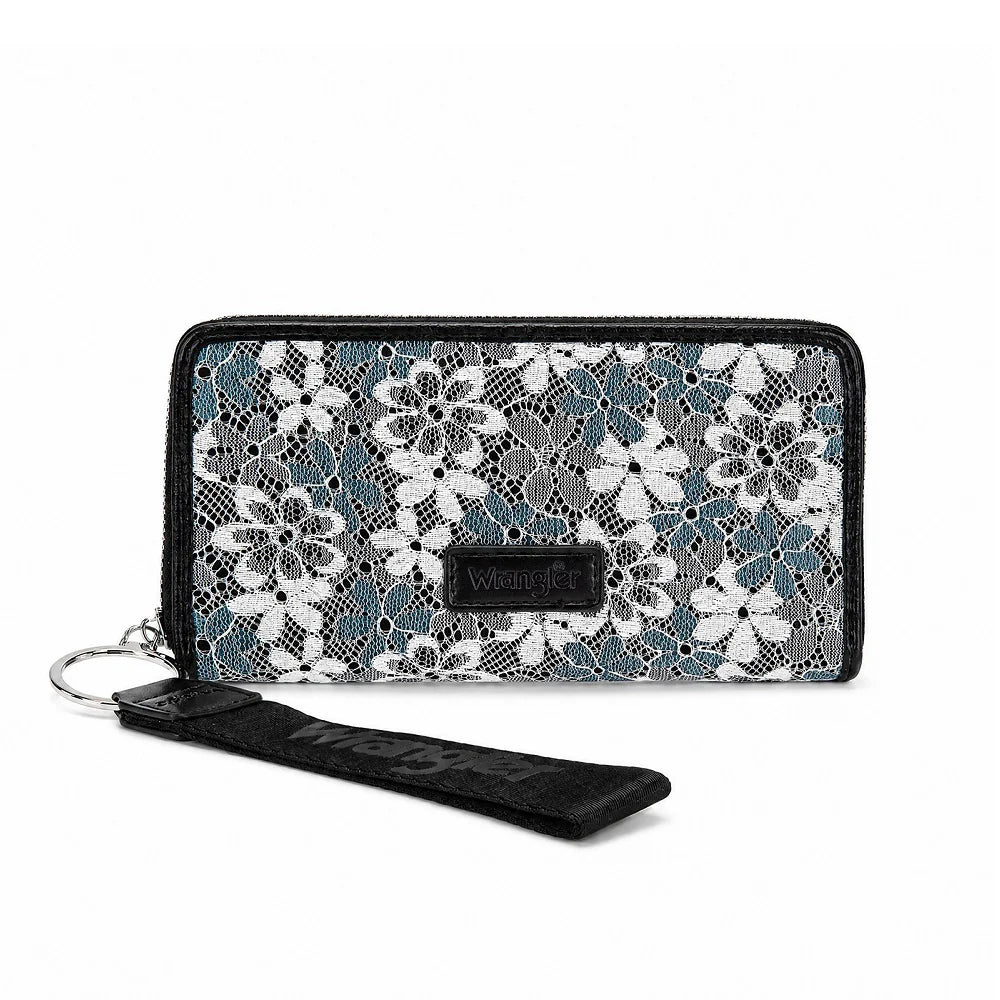 Wrangler Lace Floral RFID Blocking Zip Around Wallet