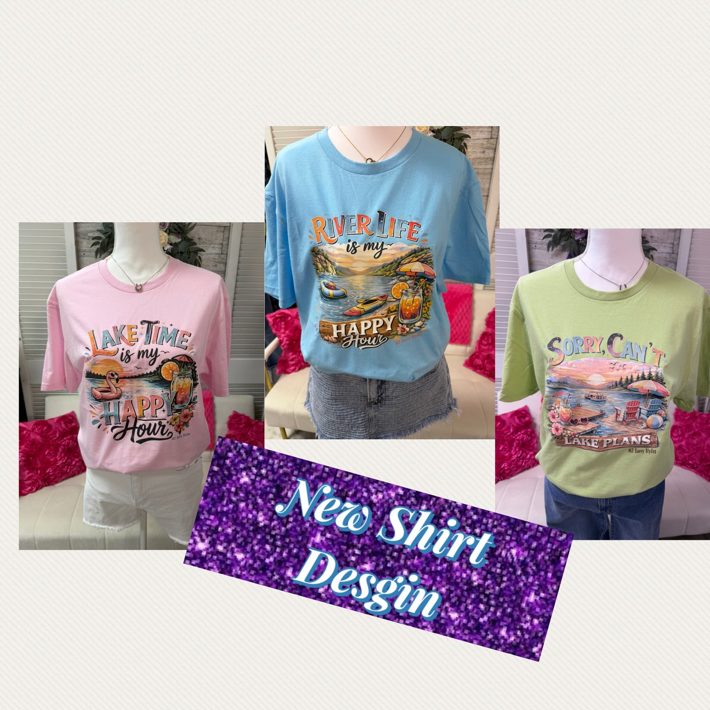 Lake and River Design T-shirts