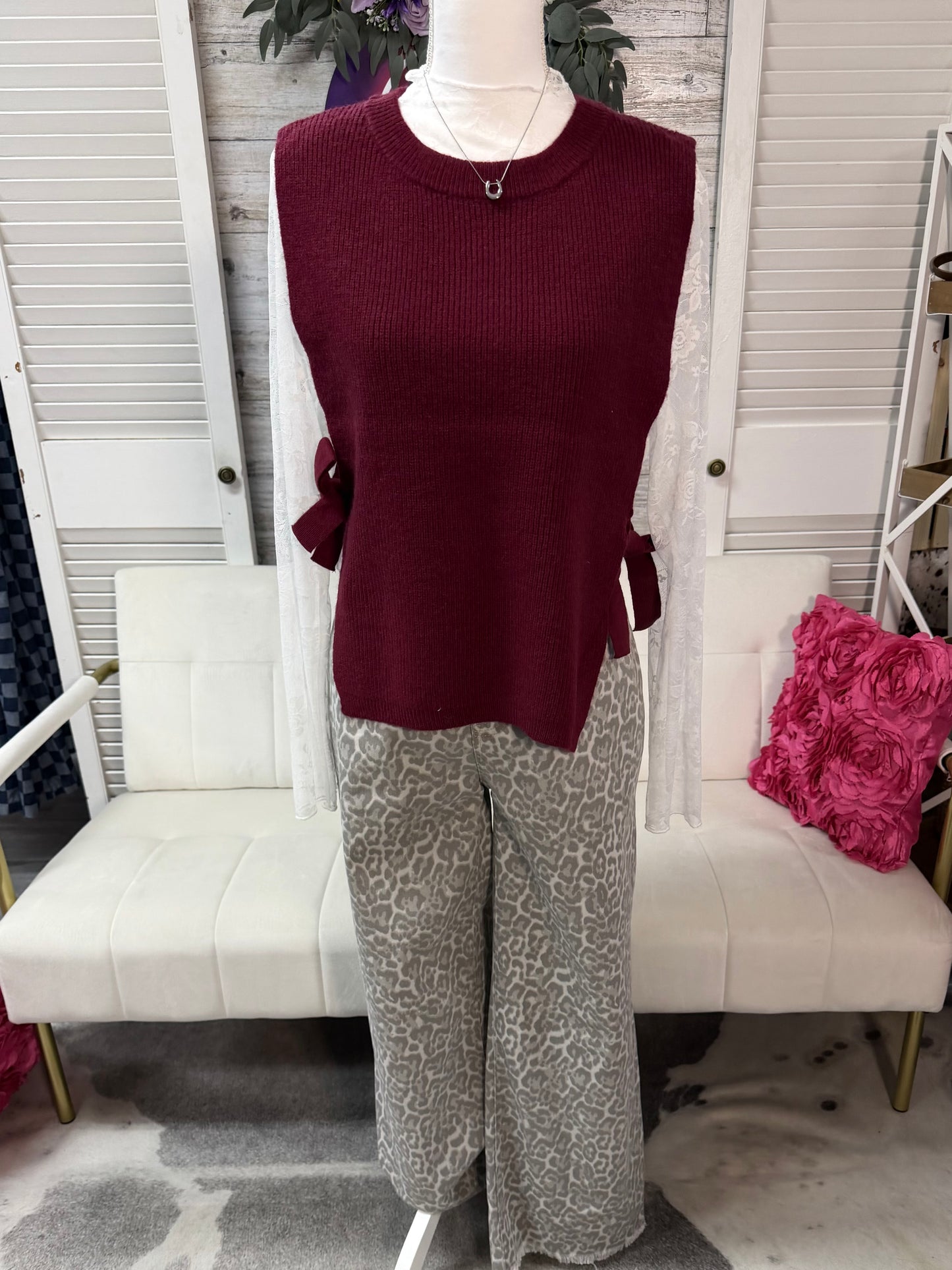 Side tie sweater vest