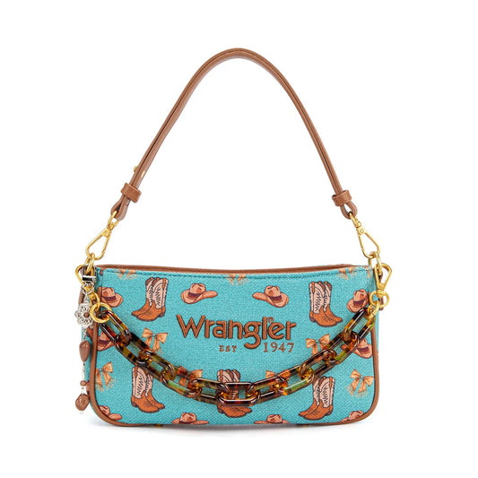 Wrangler Western Print Cowgirl Shoulder Bag Turquoise